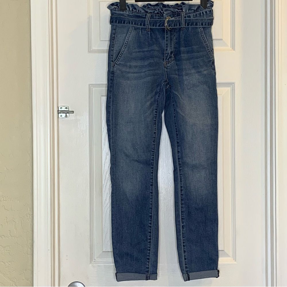 Ashley Mason Paperbag Belted Jeans Size 1 Rolled Cuff Hem